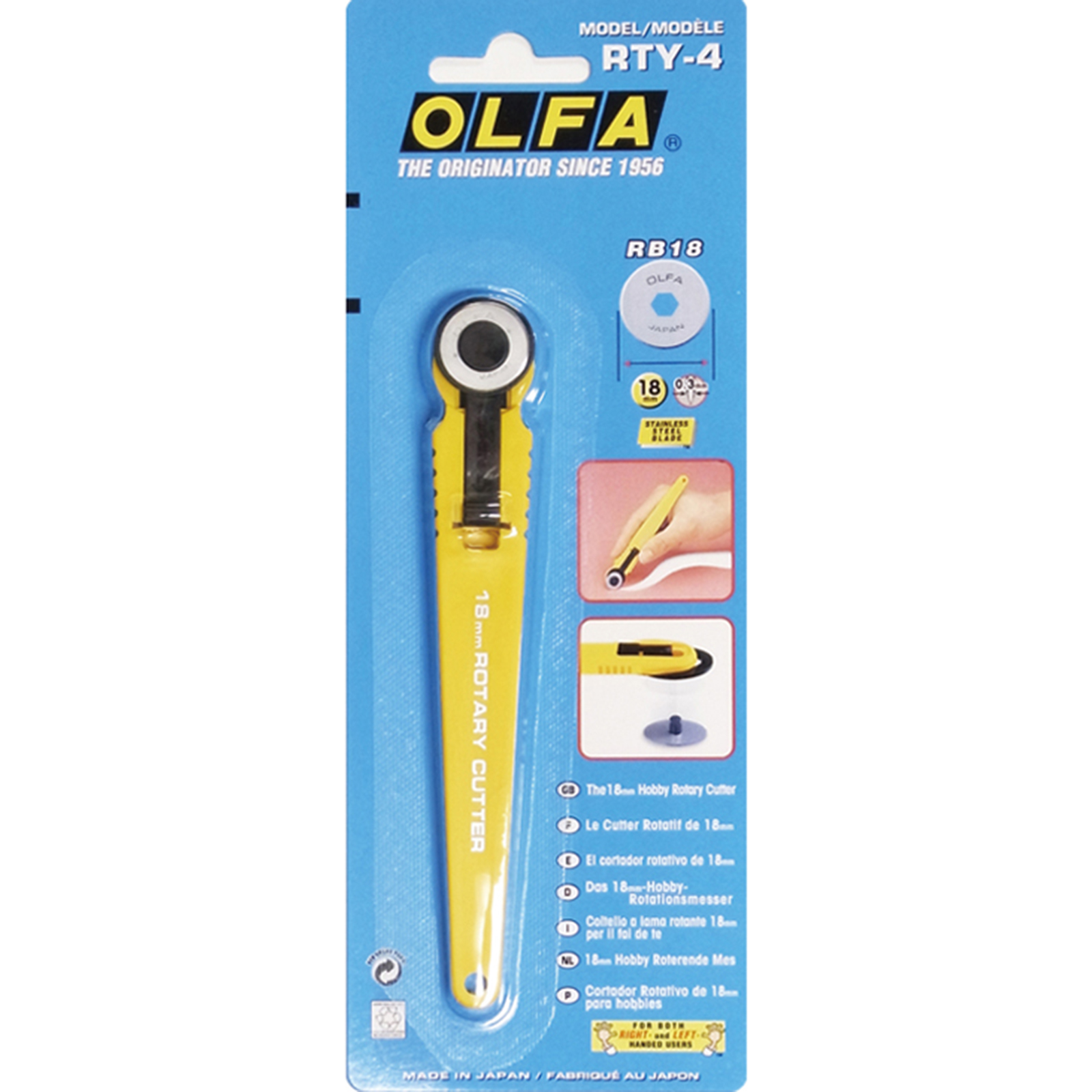 OLFA Rolmes 18mm Geel quick changing system - Kaart