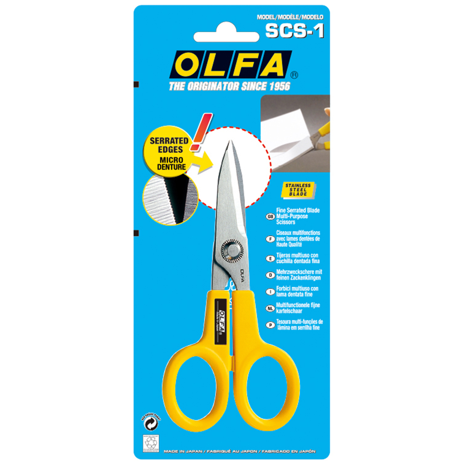 OLFA SCS-1 Multifunctionele schaar met RVS bladen 127 mm lang - Kaart