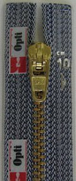 Opti 1993 M40 antiek goud metalen rits 4 mm niet deelbaar 12 cm. - Kleur 7010