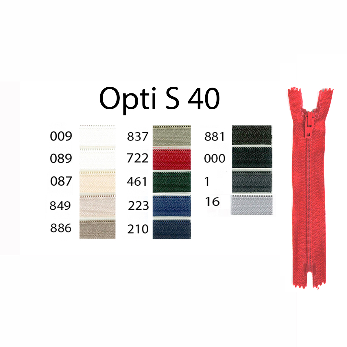 Opti 5635 S40 spiraalrits 4mm niet deelbaar 12 cm onverpakt - Kleur 210