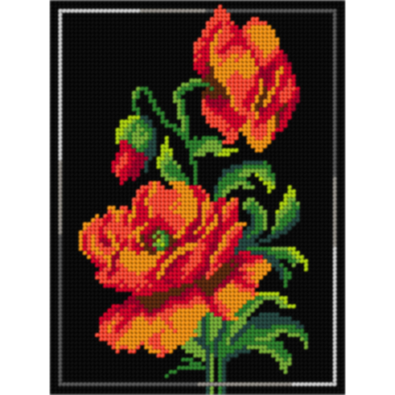 Orchidea 2991F Stramien voorbedrukt Red Poppies 18 x 24 cm - STUK