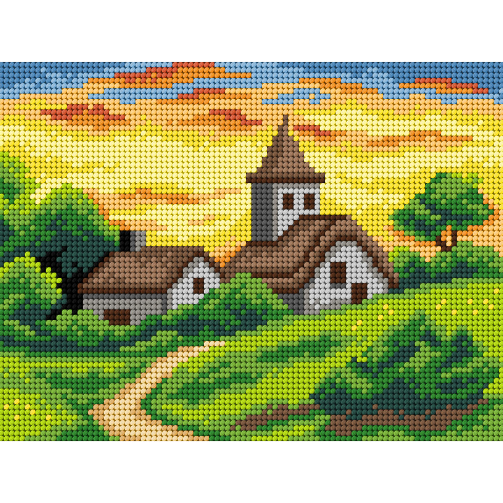 Orchidea 3072F Stramien voorbedrukt Zonsondergang 18 x 24 cm - STUK