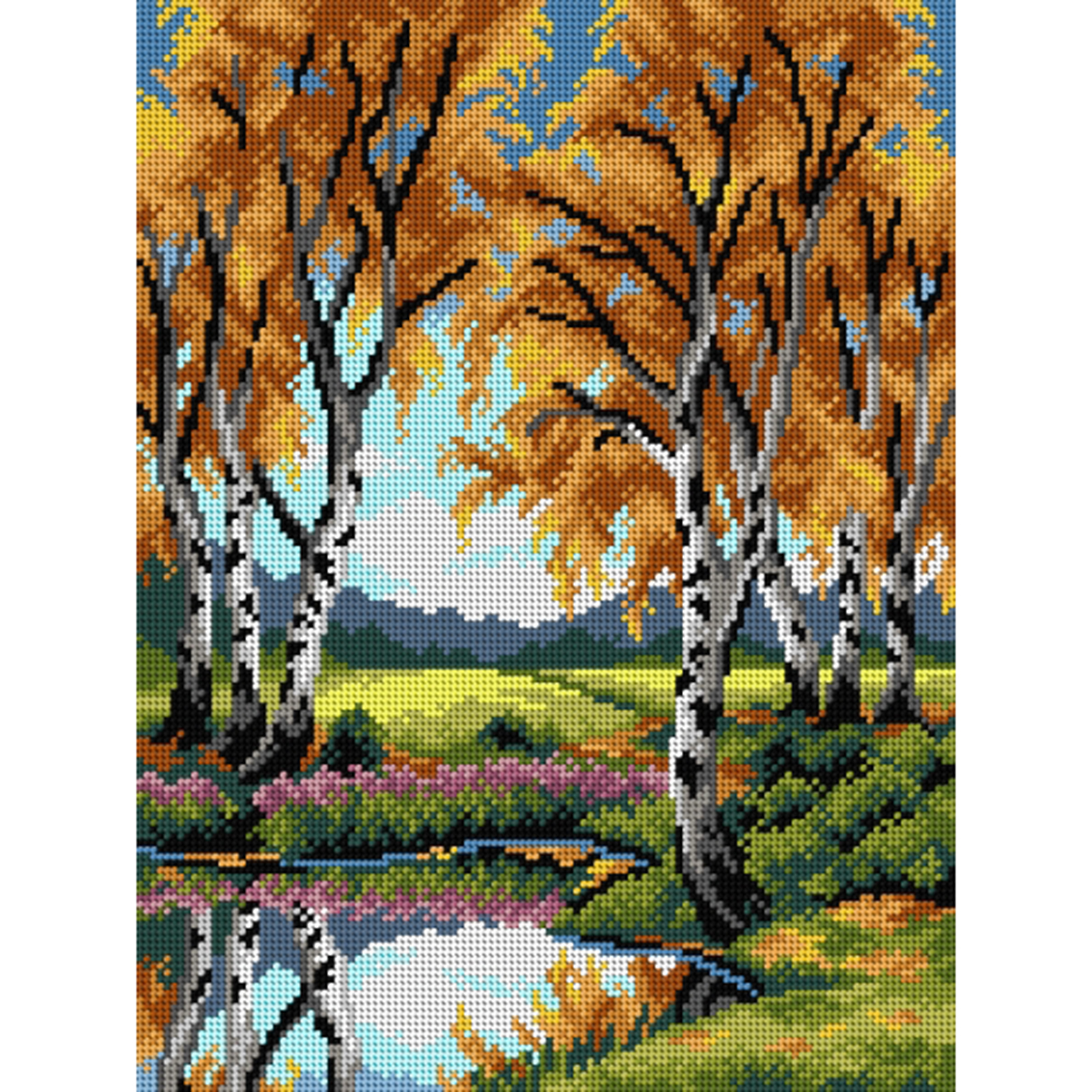 Orchidea 3163J Stramien voorbedrukt herfst Landschap - STUK