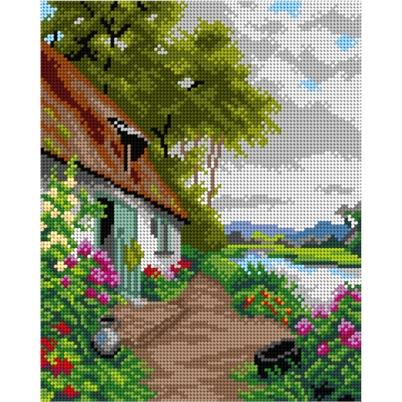Orchidea 3238H Stramien voorbedrukt Cottage 24 x 30 cm - STUK