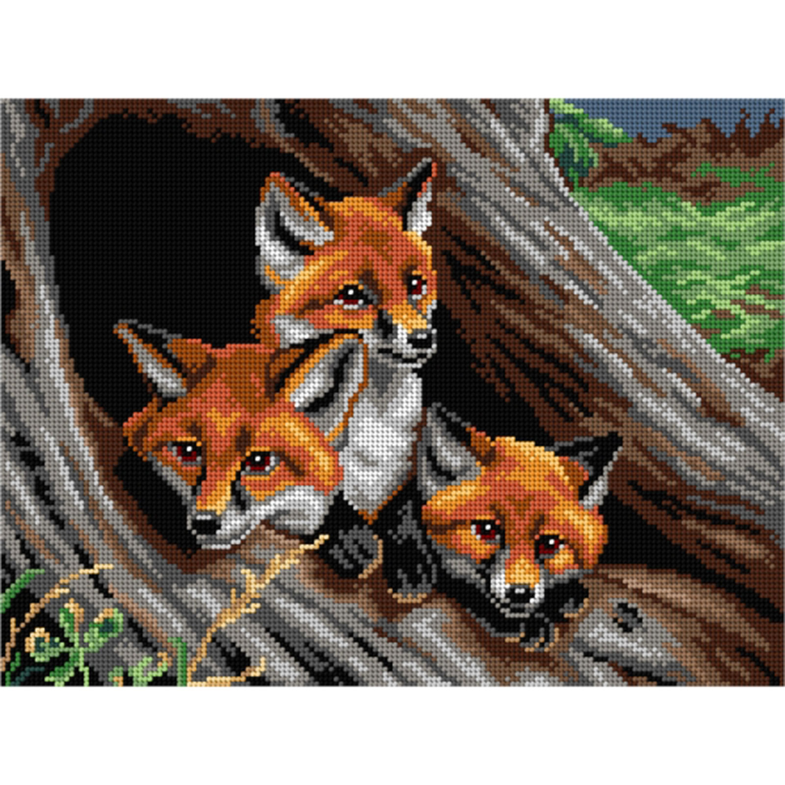 Orchidea 3249J Stramien voorbedrukt Vossen 30 x 40 cm - STUK