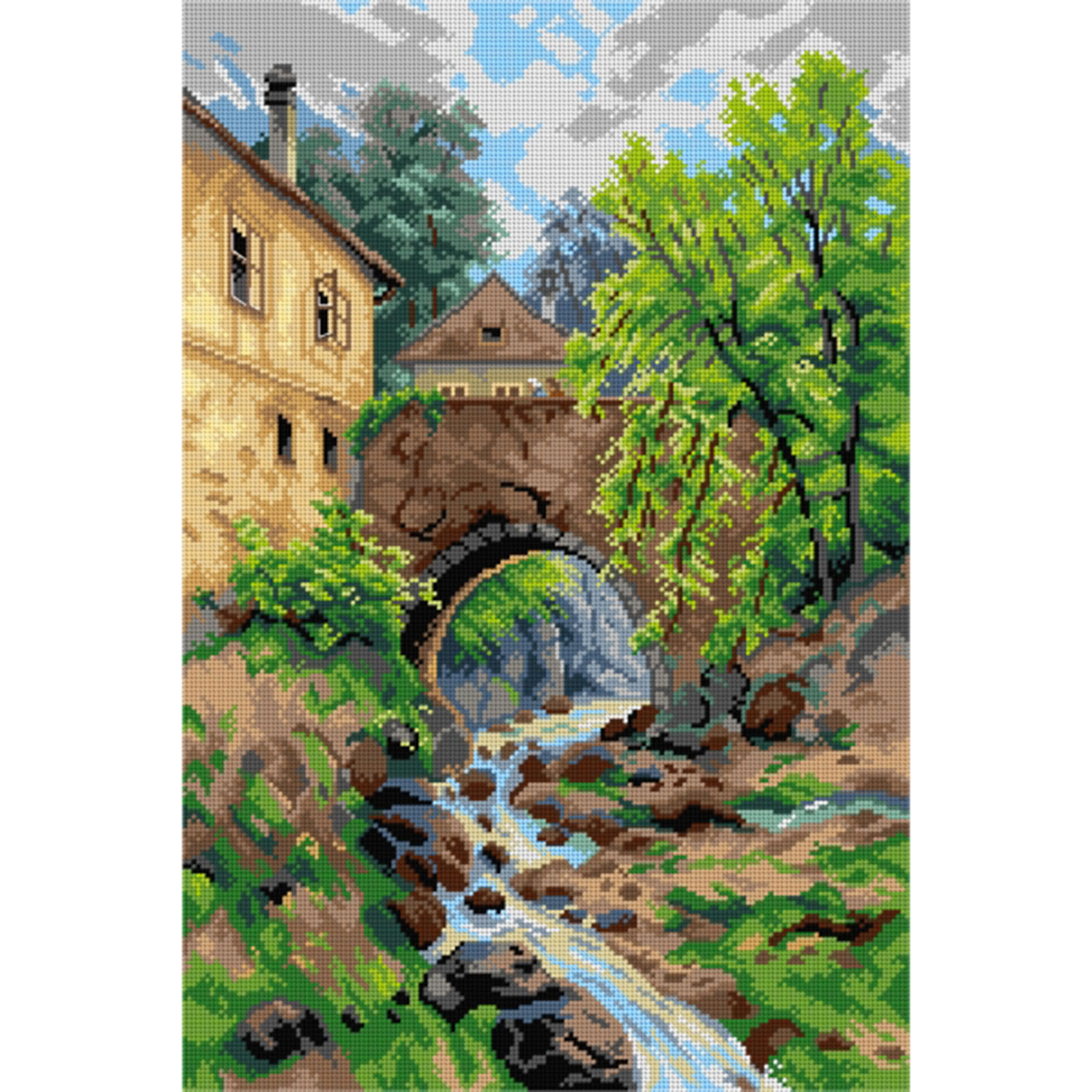 Orchidea 3255Q Stramien voorbedrukt Brug 40 x 60 cm - STUK