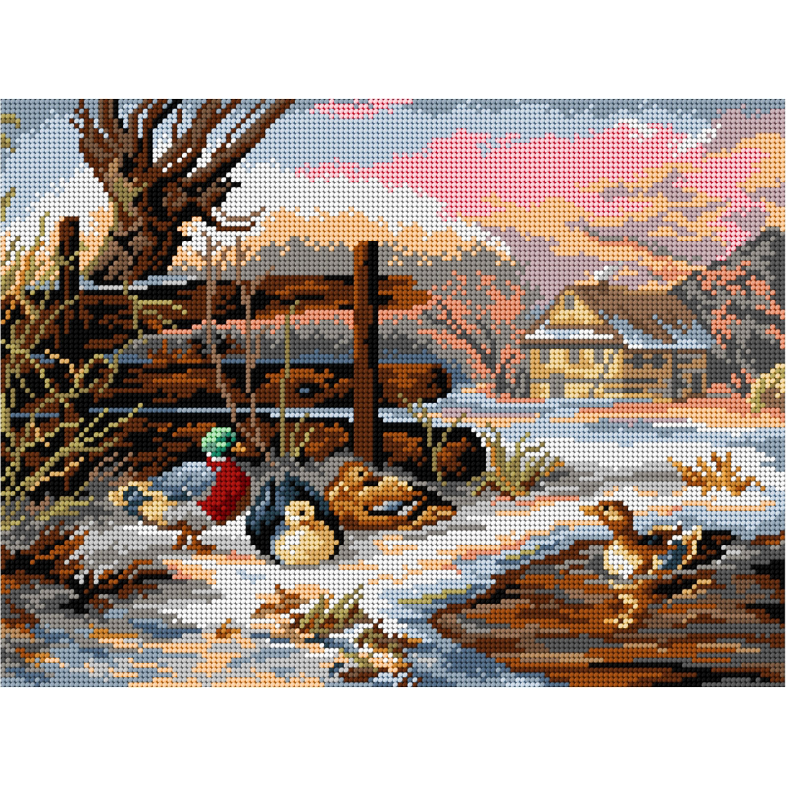 Orchidea 3276J Stramien voorbedrukt Eenden 30 x 40 cm - STUK