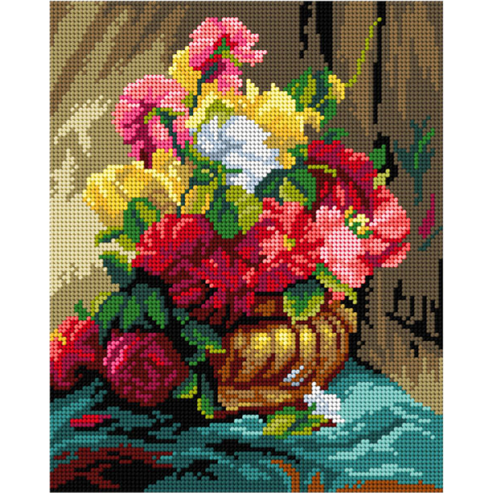 Orchidea 3283H Stramien voorbedrukt Flowerpiece 24 x 30 cm - STUK