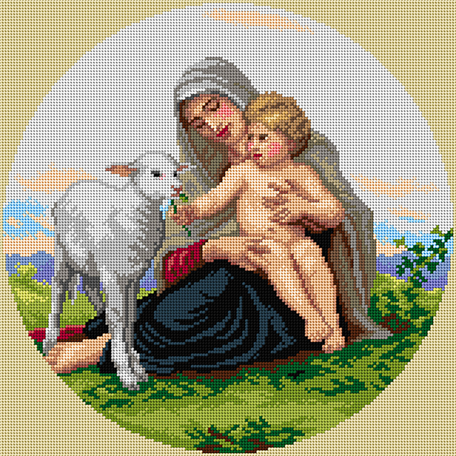 Orchidea 3302L Voorbedrukt stramien Maagd en Lam 40x50cm - STUK