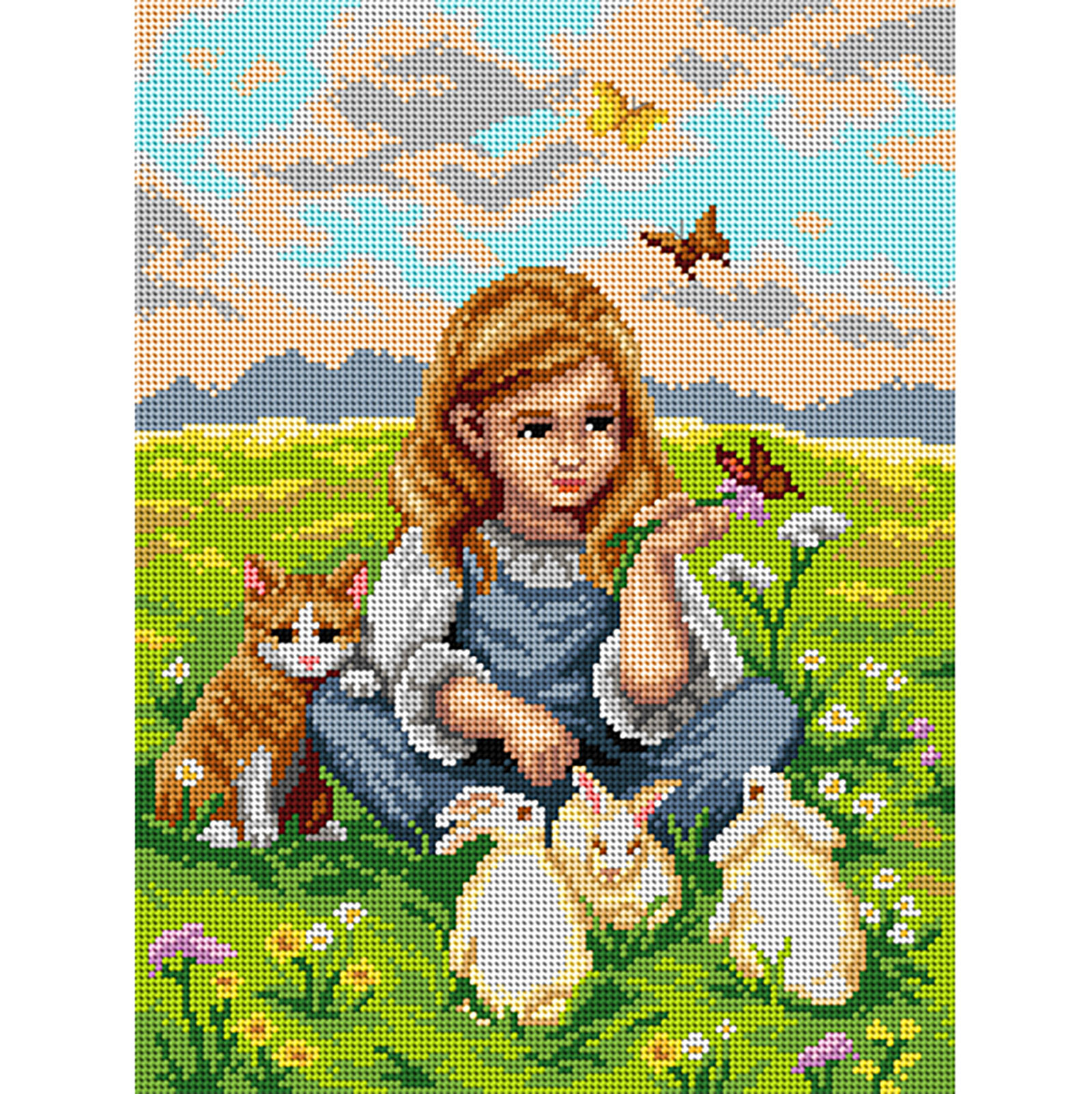 Orchidea 3379J Stramien voorbedrukt Meisje op de weide - STUK