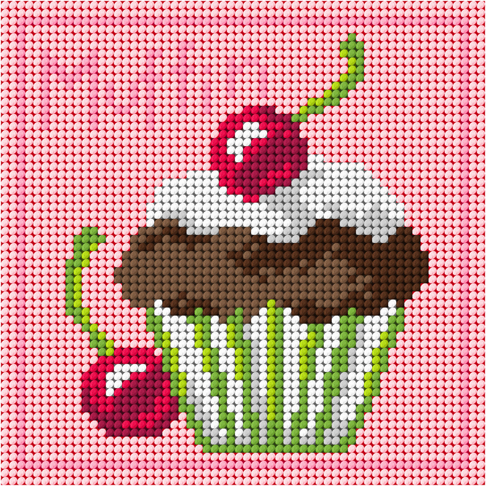 Orchidea 3399D Voorbedrukt stramien Cupcake met kersen - STUK