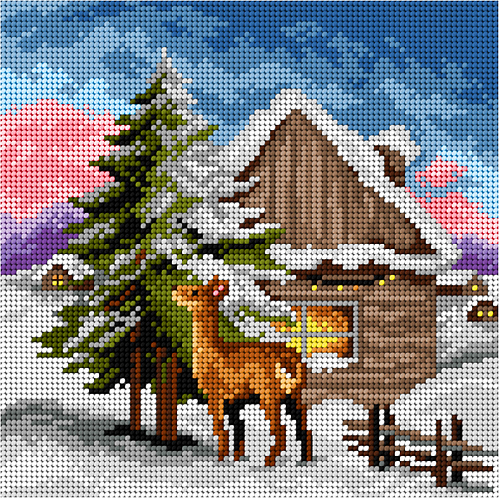 Orchidea 3493H Winterlandschap met reeën 24x24cm - STUK