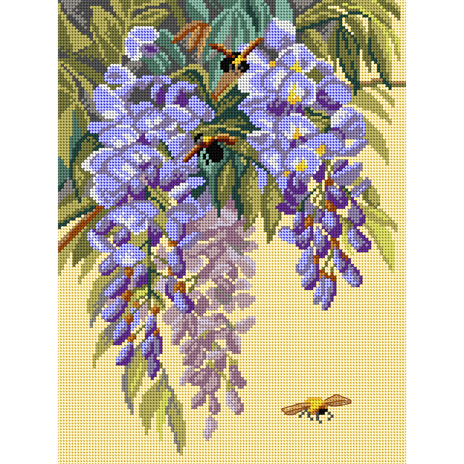 Orchidea 3517J naar Paul de Longpre - Blauweregen en Drie Bumblelees 30x40cm - STUK