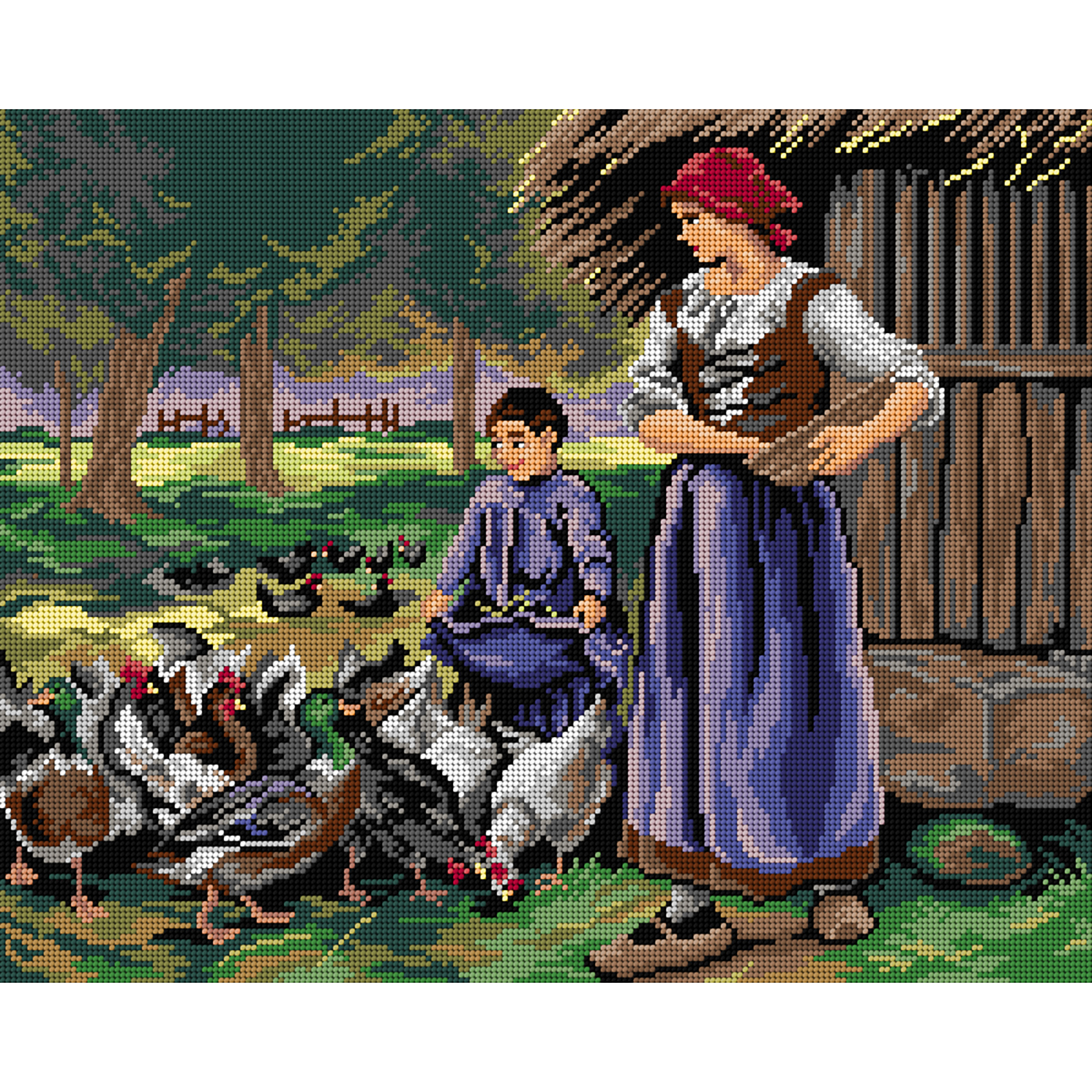 Orchidea 3522M naar Julen Dupre - Boerenmeisje dat kippen voert 40x50cm - STUK