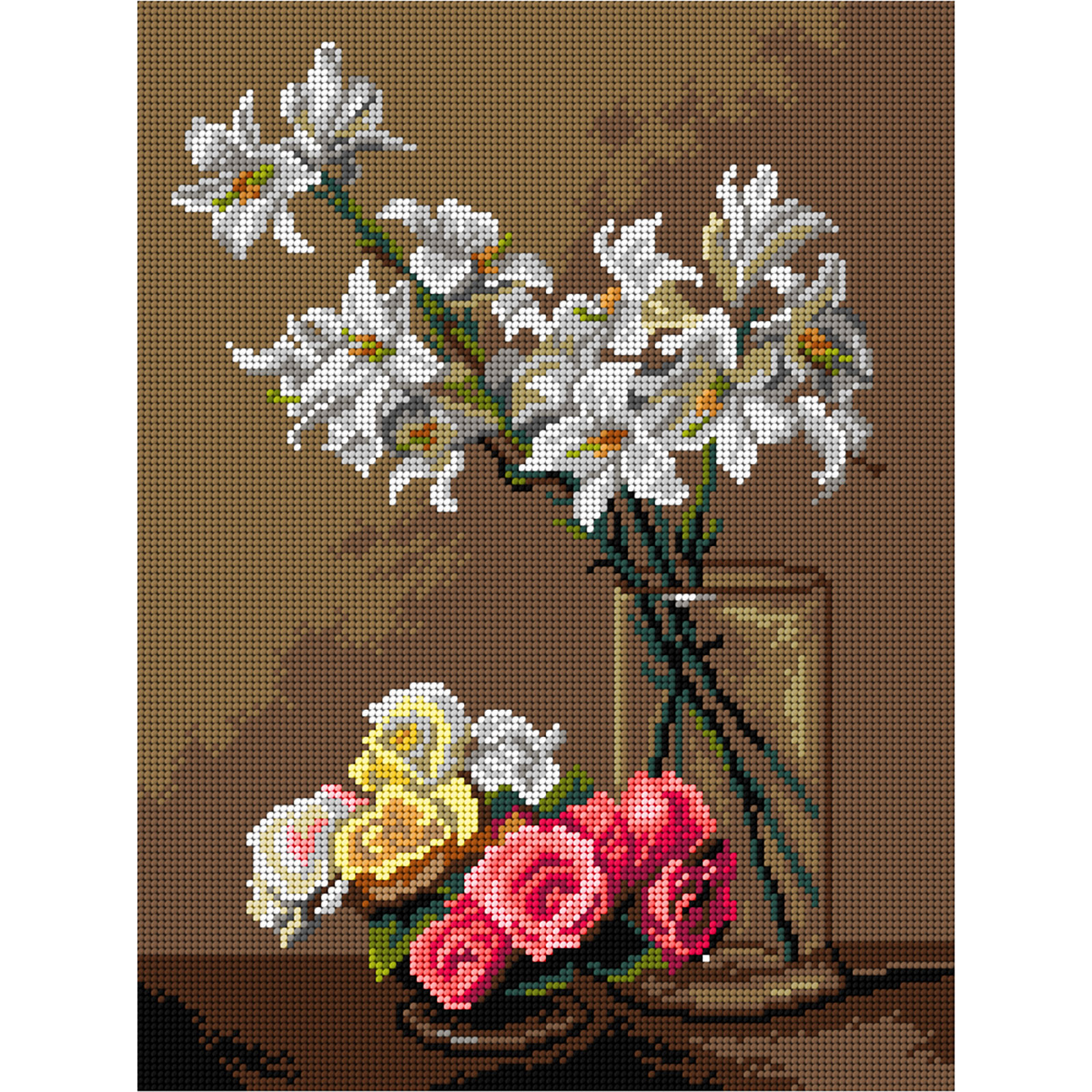 Orchidea canvas 3548J Rozen en lelies 30x40cm - STUK
