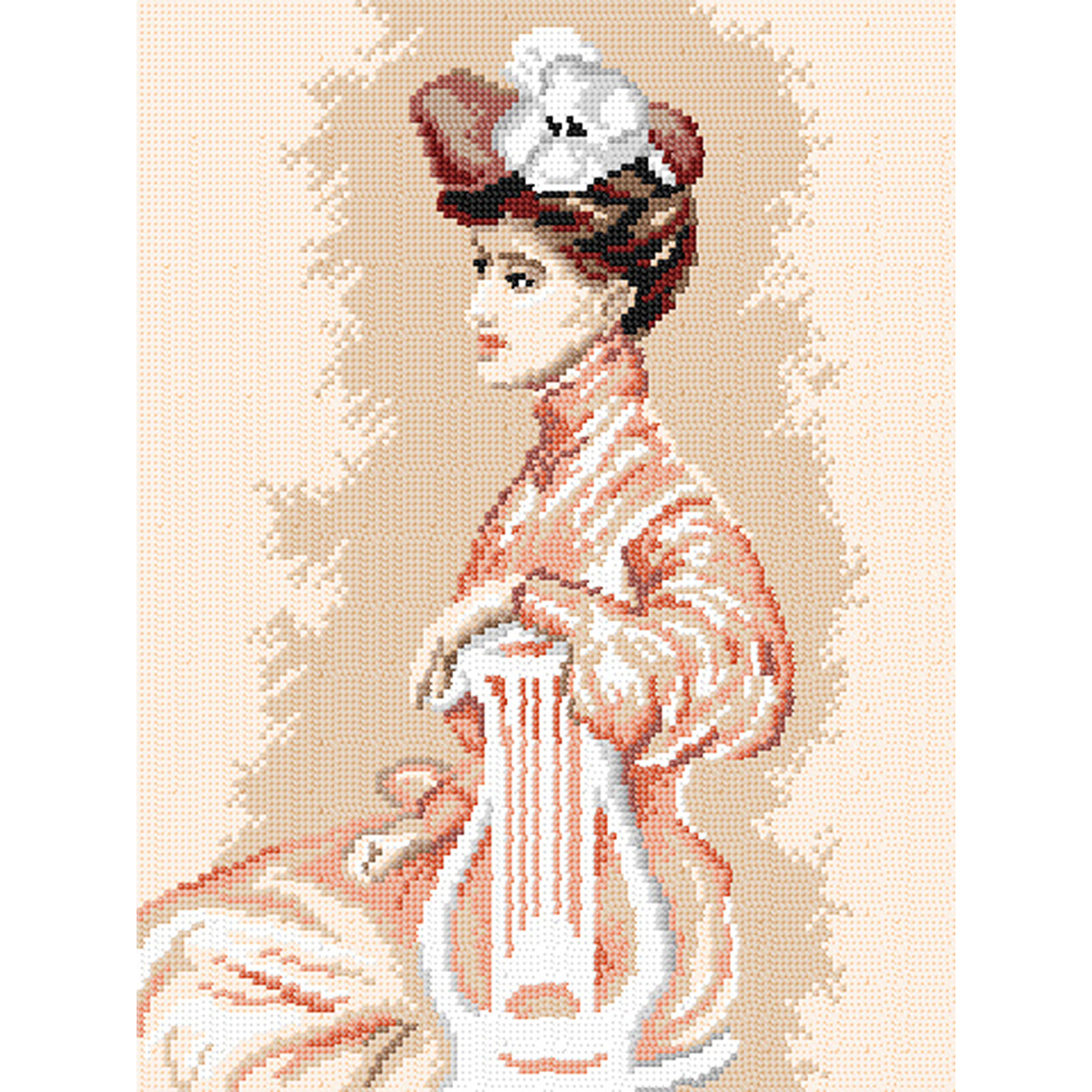 Orchidea canvas 3557J Zittende jonge vrouw 30x40cm - STUK