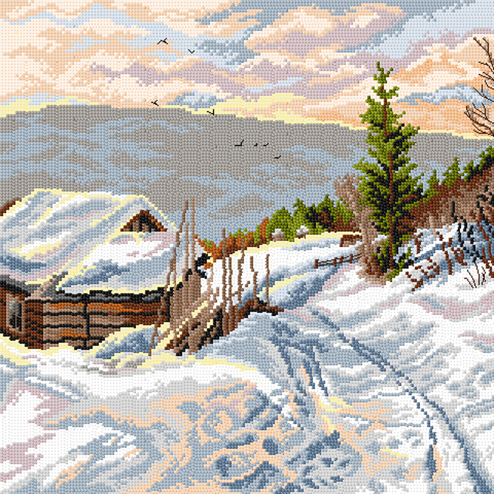 Orchidea canvas 3558L Zonnige winterdag in Noorwegen 40x40cm - STUK