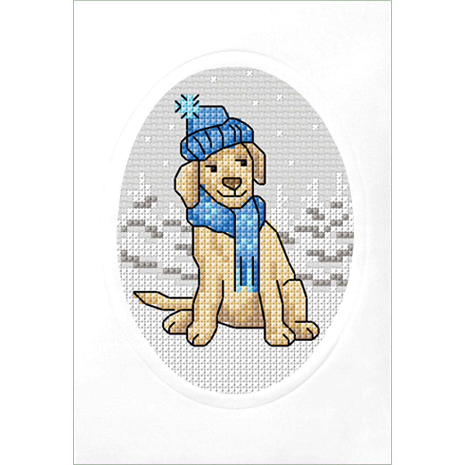 Orchidea 6320 Kruissteek telpakket Hond met blauwe hoed 10,5x15cm - STUK