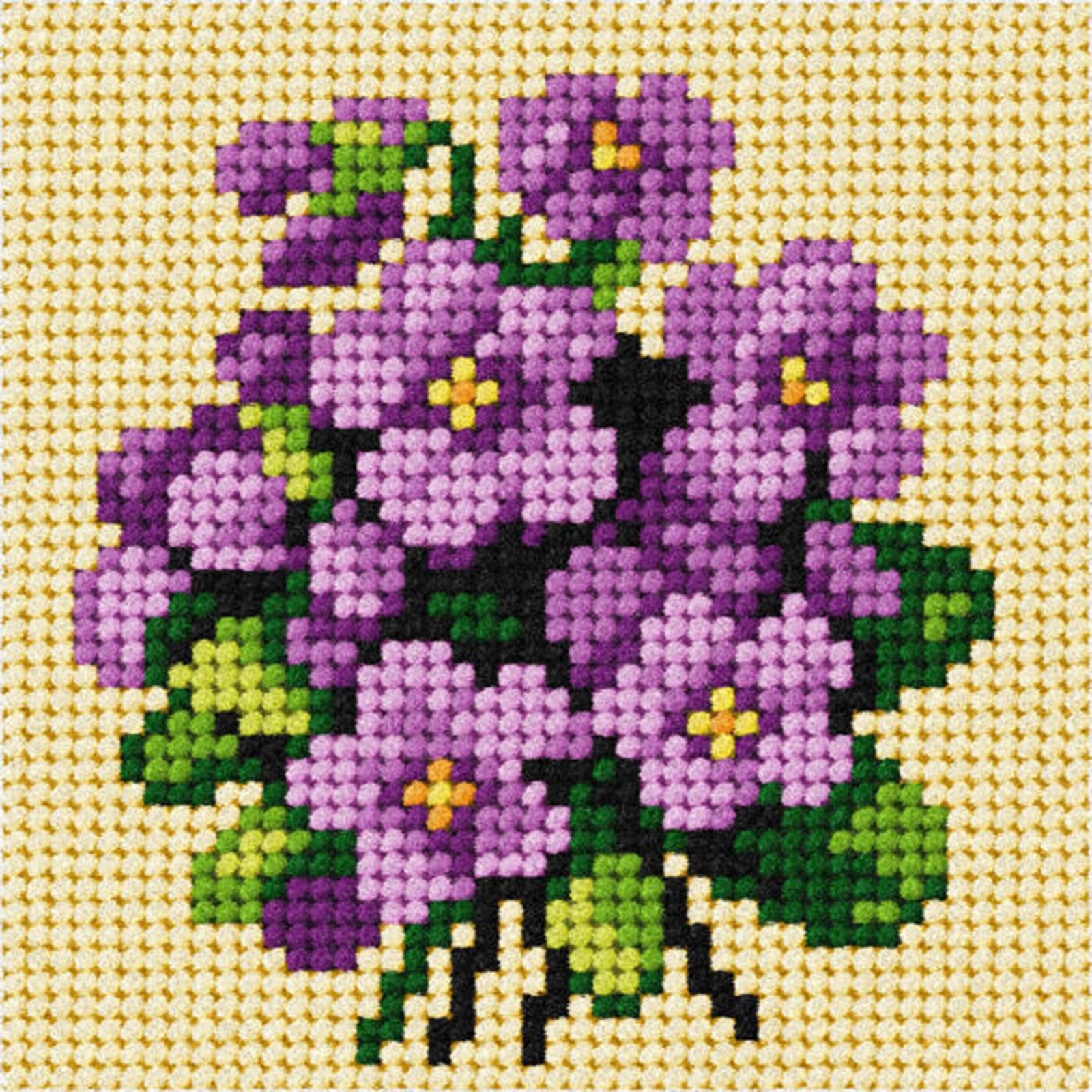 Orchidea 6752 My First voorbedrukt borduurpakket  Violen 10,5x10,5cm - STUK