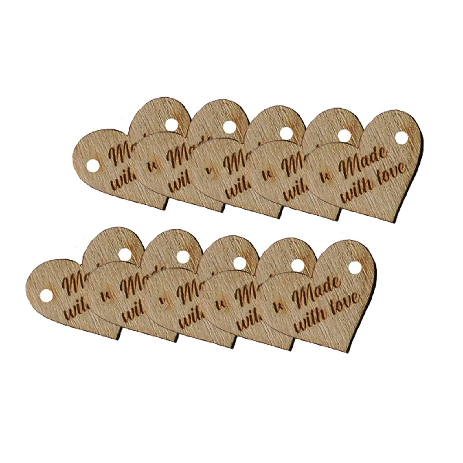 Orchidea 6810-03 Houten label Made with Love zak à 10 stks 2,7 x 1,7cm - ZAK