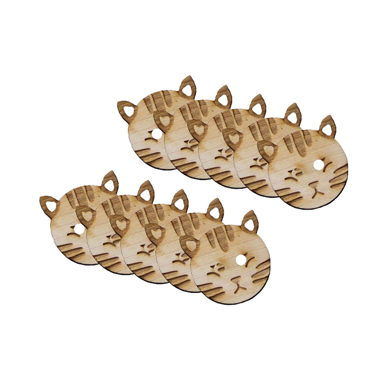 Orchidea 6810-08 Houten knoop Kat zak à 10 stks 2,2cm - ZAK