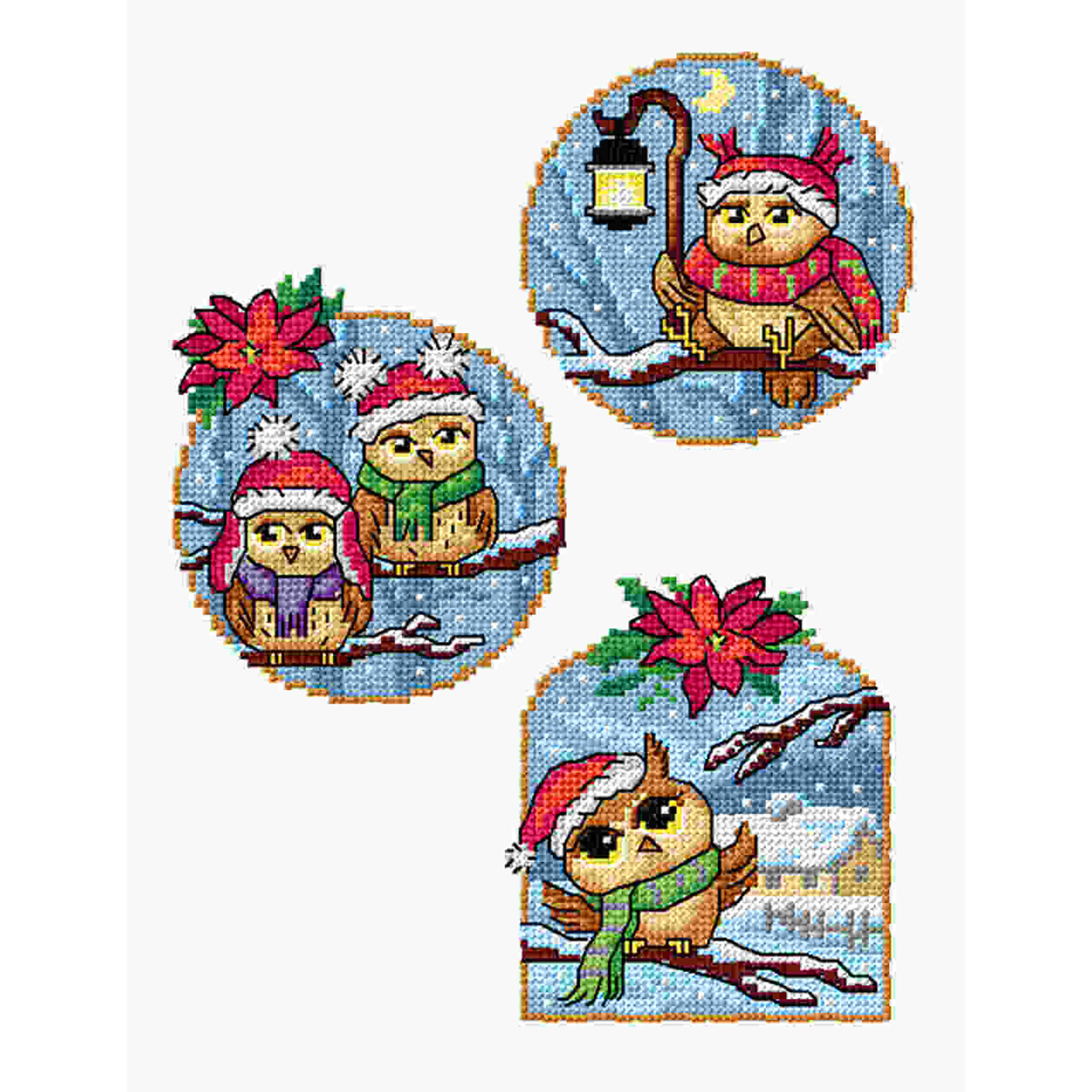 Orchidea 7699 Kruissteek telpakket Winteruilen 3 ontwerpen 10,5x12,5cm - STUK