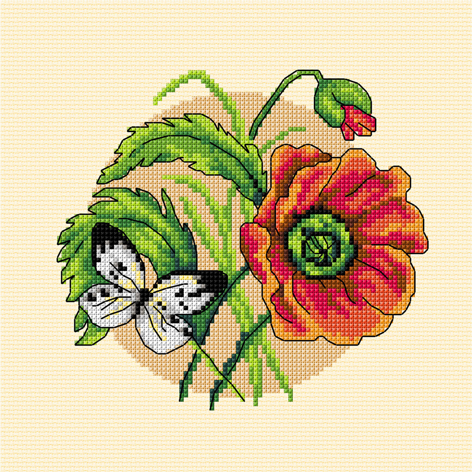 Orchidea 7925 Kruissteek telpakket Papaver 20x20cm - STUK