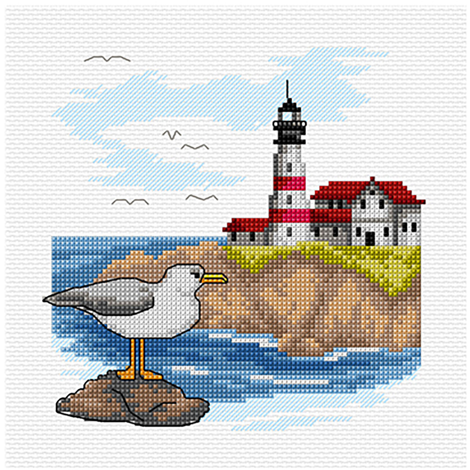 Orchidea 8901 Kruissteek borduurpakket Landschap met vuurtoren 16x16cm - STUK