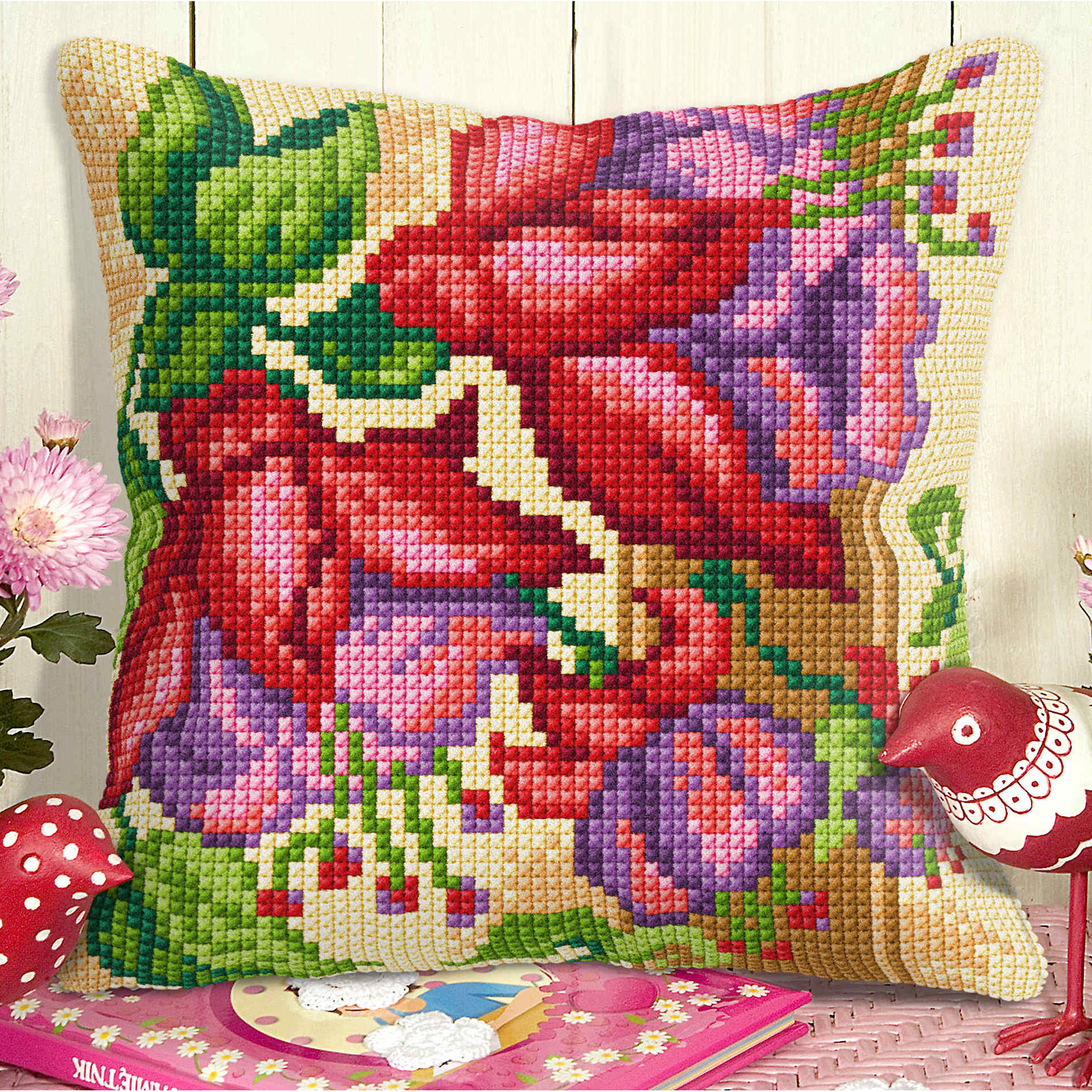 Orchidea 9024 Voorbedrukt kruissteek kussenpakket Bloemen 40x40cm - STUK