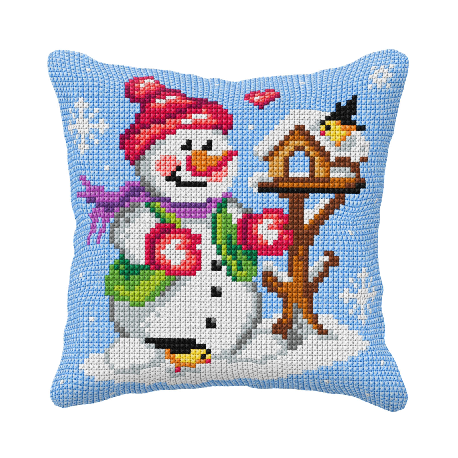 Orchidea 99027 Voorbedrukt kruissteek kussenpakket Sneeuwpop 40x40cm - STUK