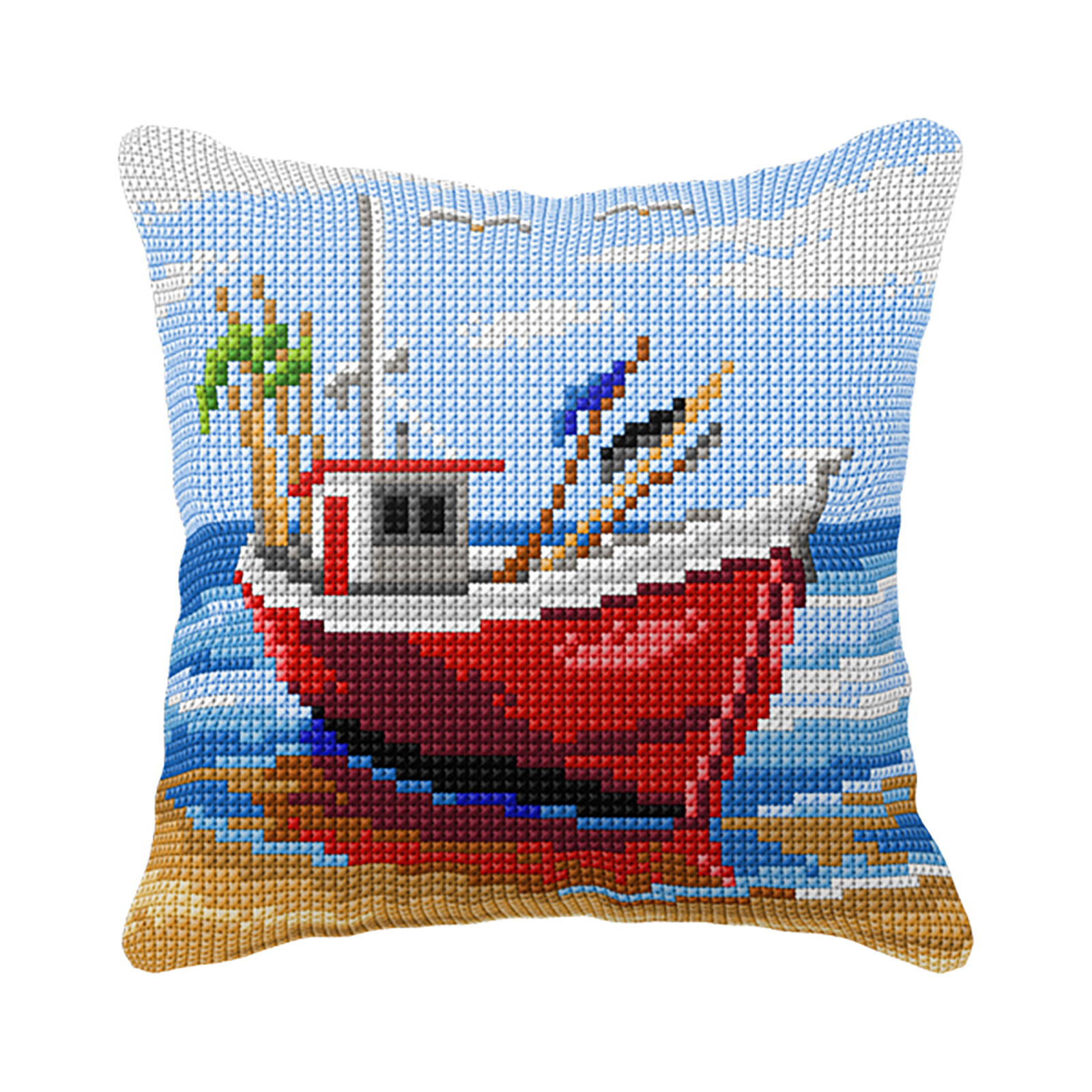 Orchidea 99058 Voorbedrukt borduur kussenpakket Vissersboot 40x40cm - STUK