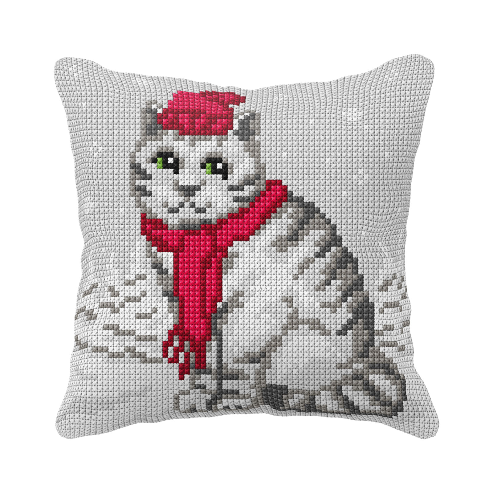 Orchidea 99110 Voorbedrukt kruissteek kussenpakket Kat met rode hoed - STUK