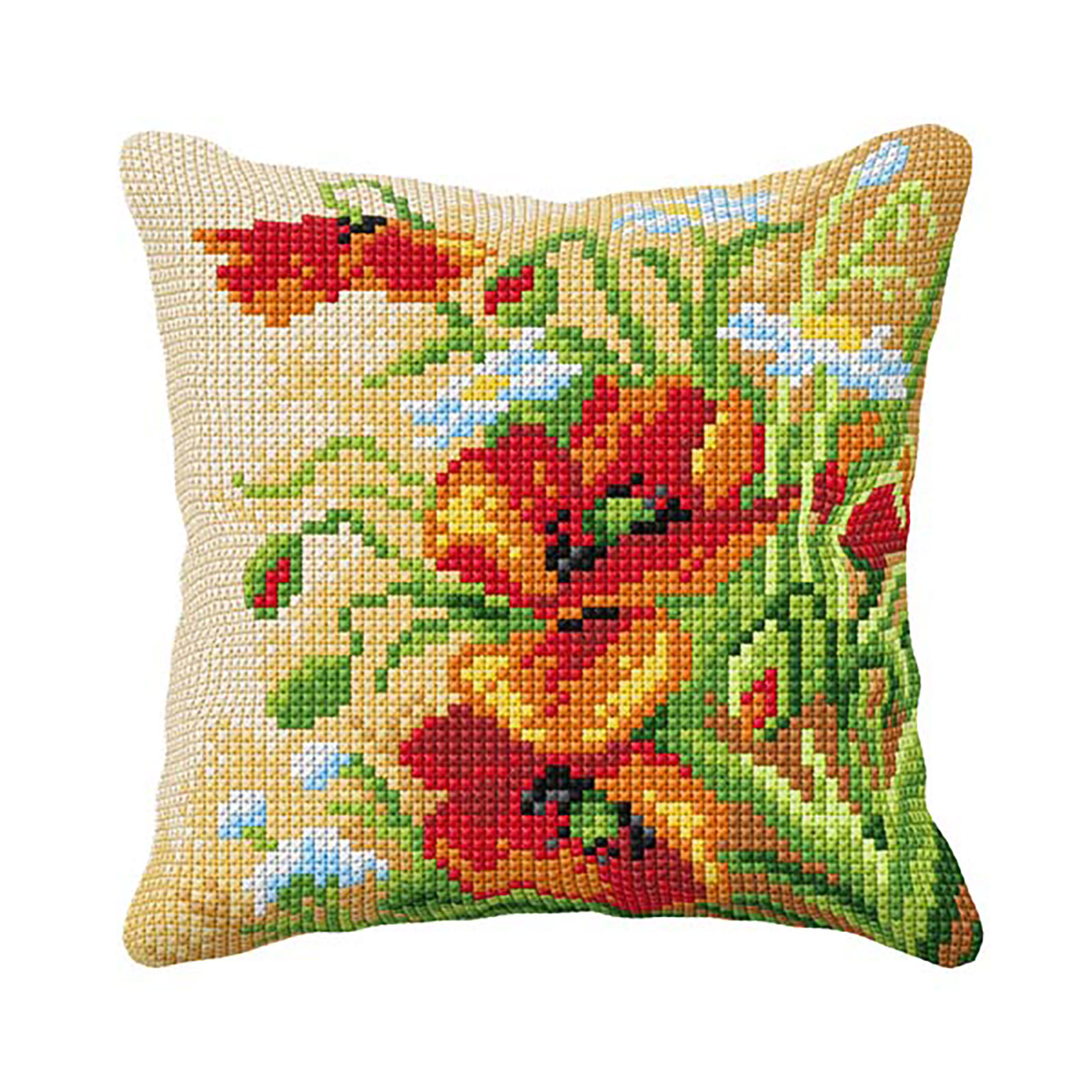 Orchidea 99119 Voorbedrukt kruissteek kussenpakket Klaprozen 40x40cm - STUK