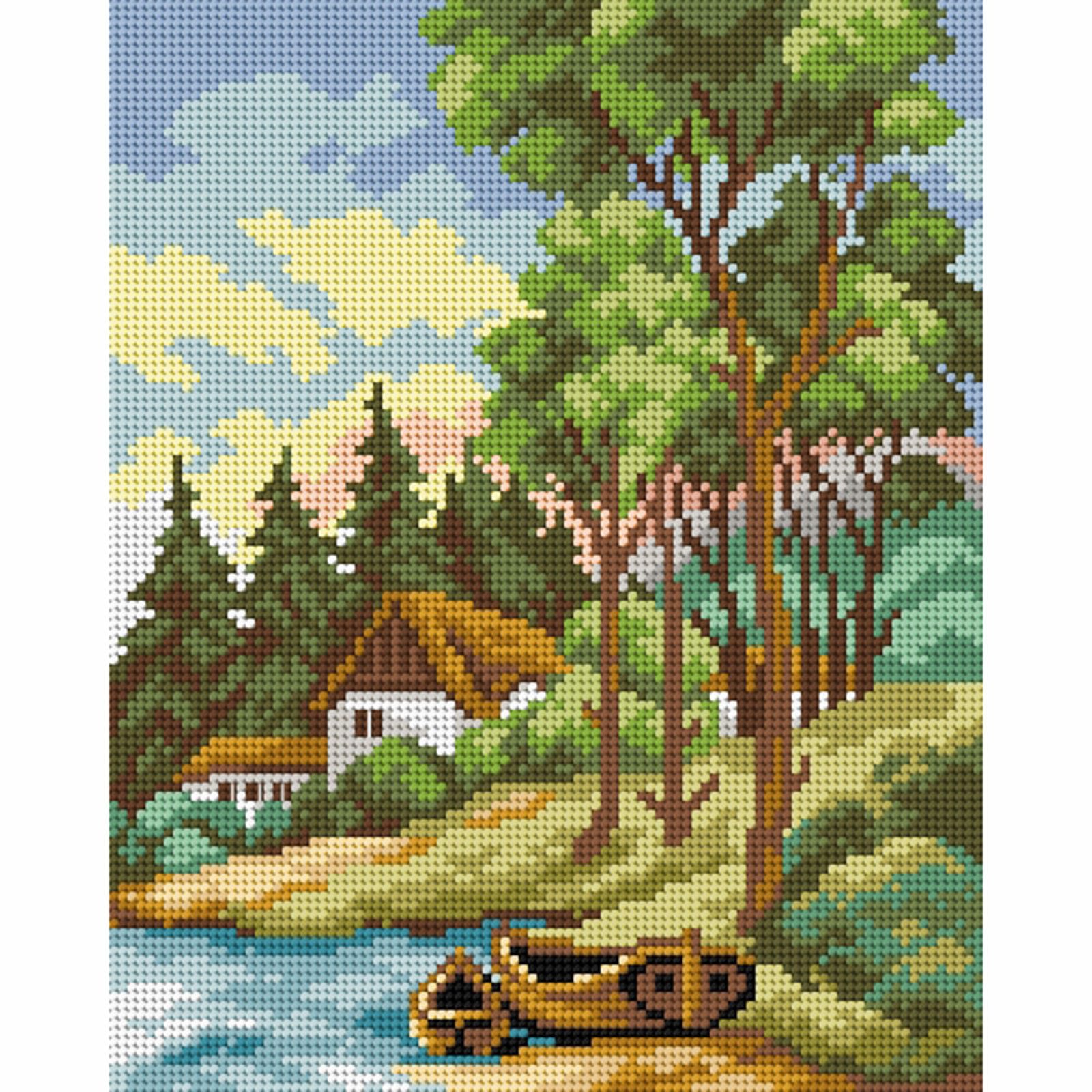 Orchidea M2534 Borduurpakket voorbedrukt stramien kruissteek 22x27,5cm - STUK