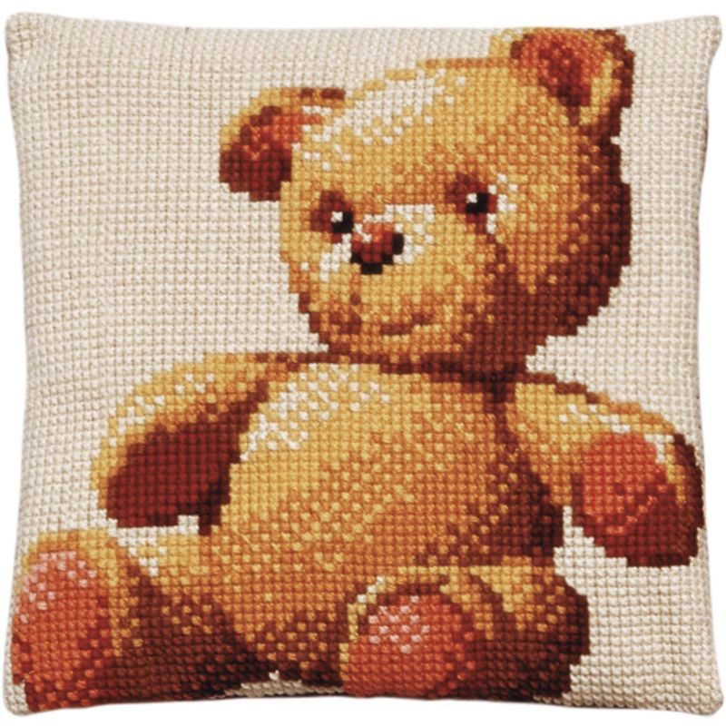 Pako 003.081 Voorbedrukt kruissteek kussenpakket Teddybeer 40x40cm - STUK