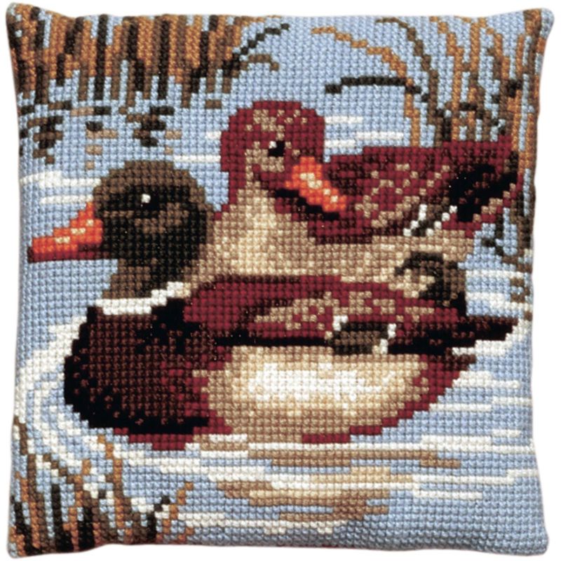 Pako 003.089 Voorbedrukt kruissteek kussenpakket Eenden 40x40cm - STUK