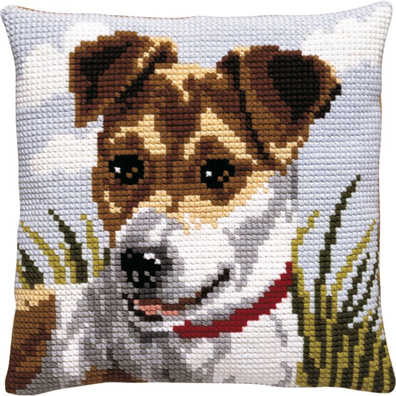 Pako 003.096 Voorbedrukt kruissteek kussenpakket Jack Russel 40x40cm - STUK