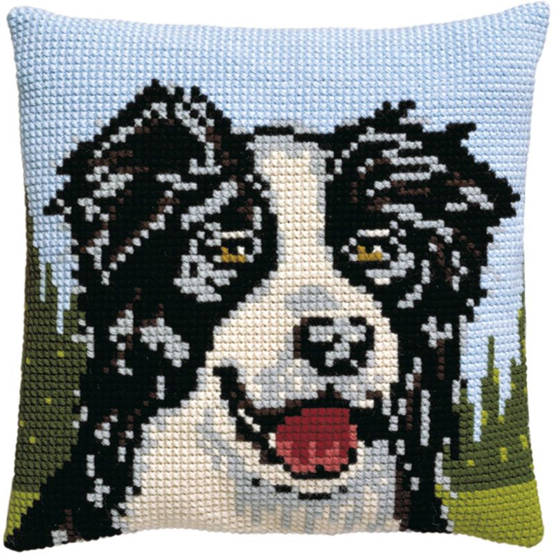Pako 003.124 Voorbedrukt kruissteek kussenpakket Border Collie 40x40cm - STUK