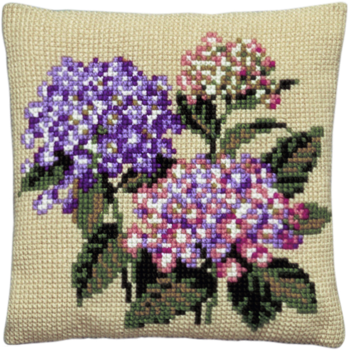 Pako 003.126 Voorbedrukt kruissteek kussenpakket Hortensia's 40x40cm - STUK