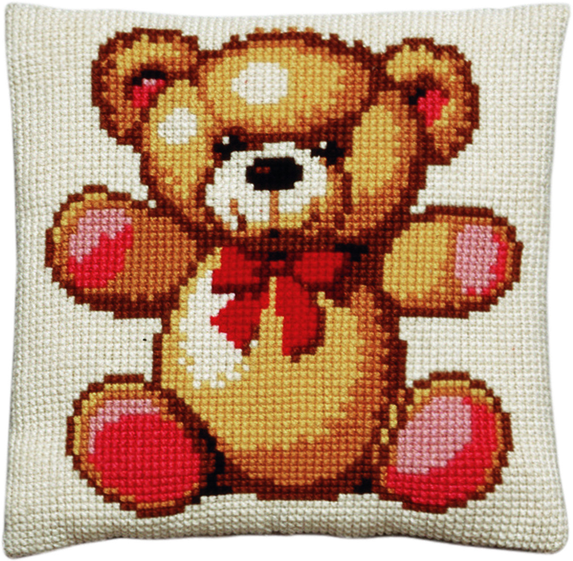 Pako 003.135 Voorbedrukt kruissteek kussenpakket Teddy beer 40x40cm - STUK