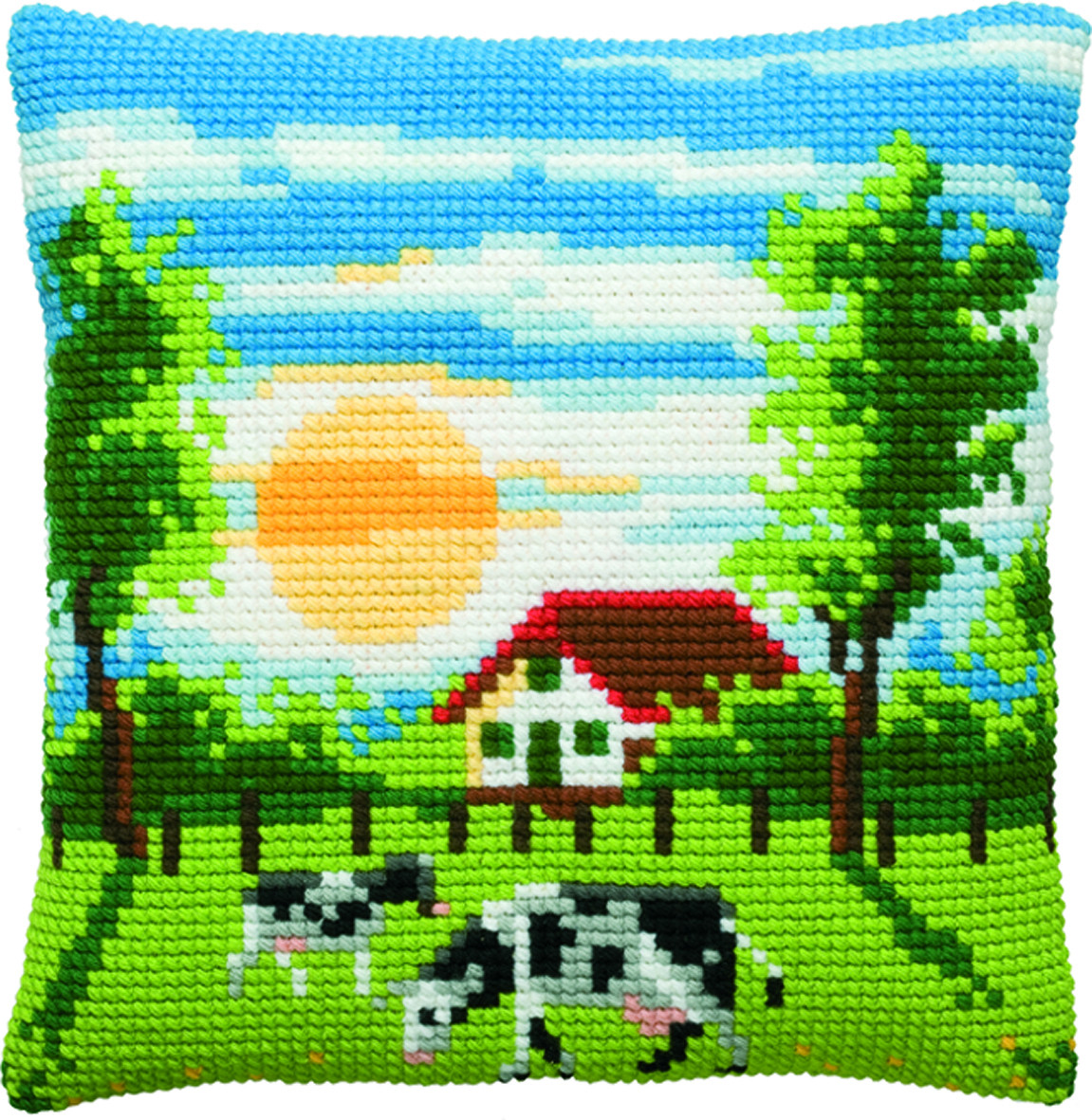 Pako 003.214 Voorbedrukt kruissteek kussenpakket Landschap 40x40cm - STUK