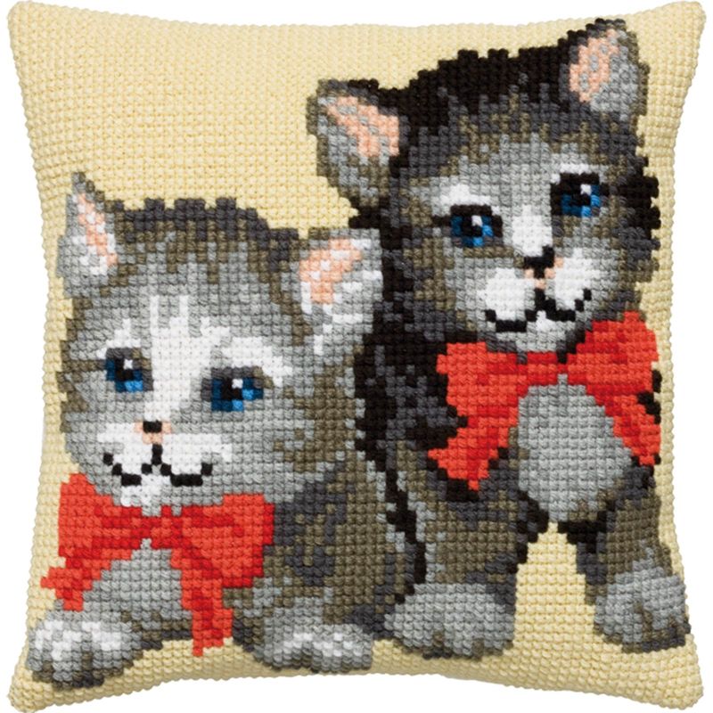 Pako 003.221 Voorbedrukt kruissteek kussenpakket 2 Katten 40x40cm - STUK