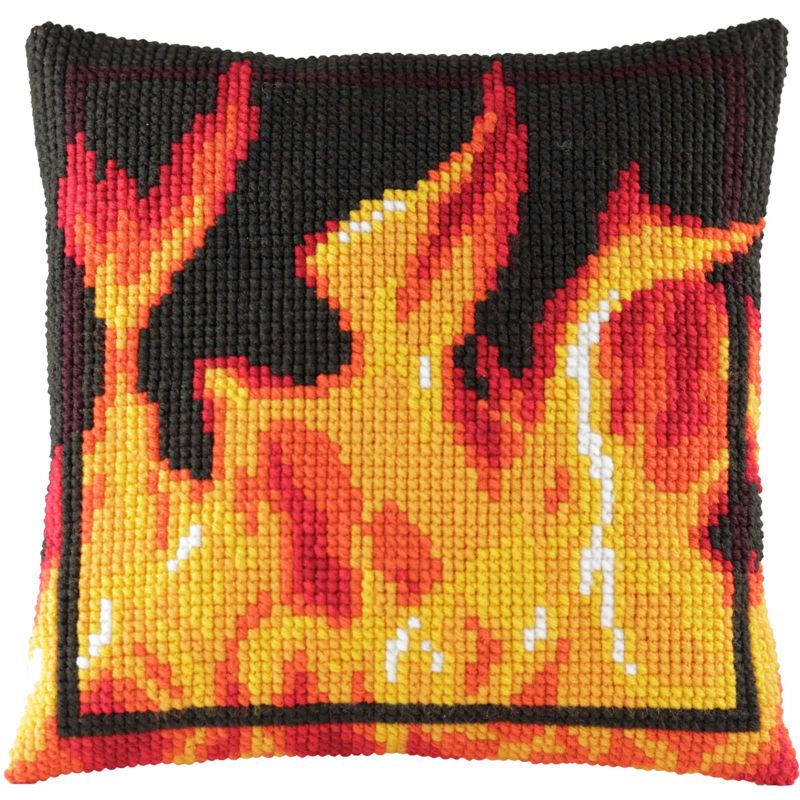 Pako 003.275 Voorbedrukt kruissteek kussenpakket Vlammen 40x40cm - STUK