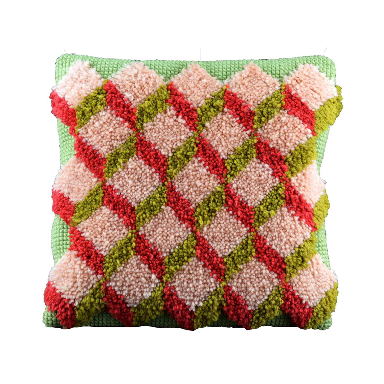 Pako 012.002 Voorbedrukt knoop / kruissteek kussenpakket Ruitjes 40 x 40 cm - STUK