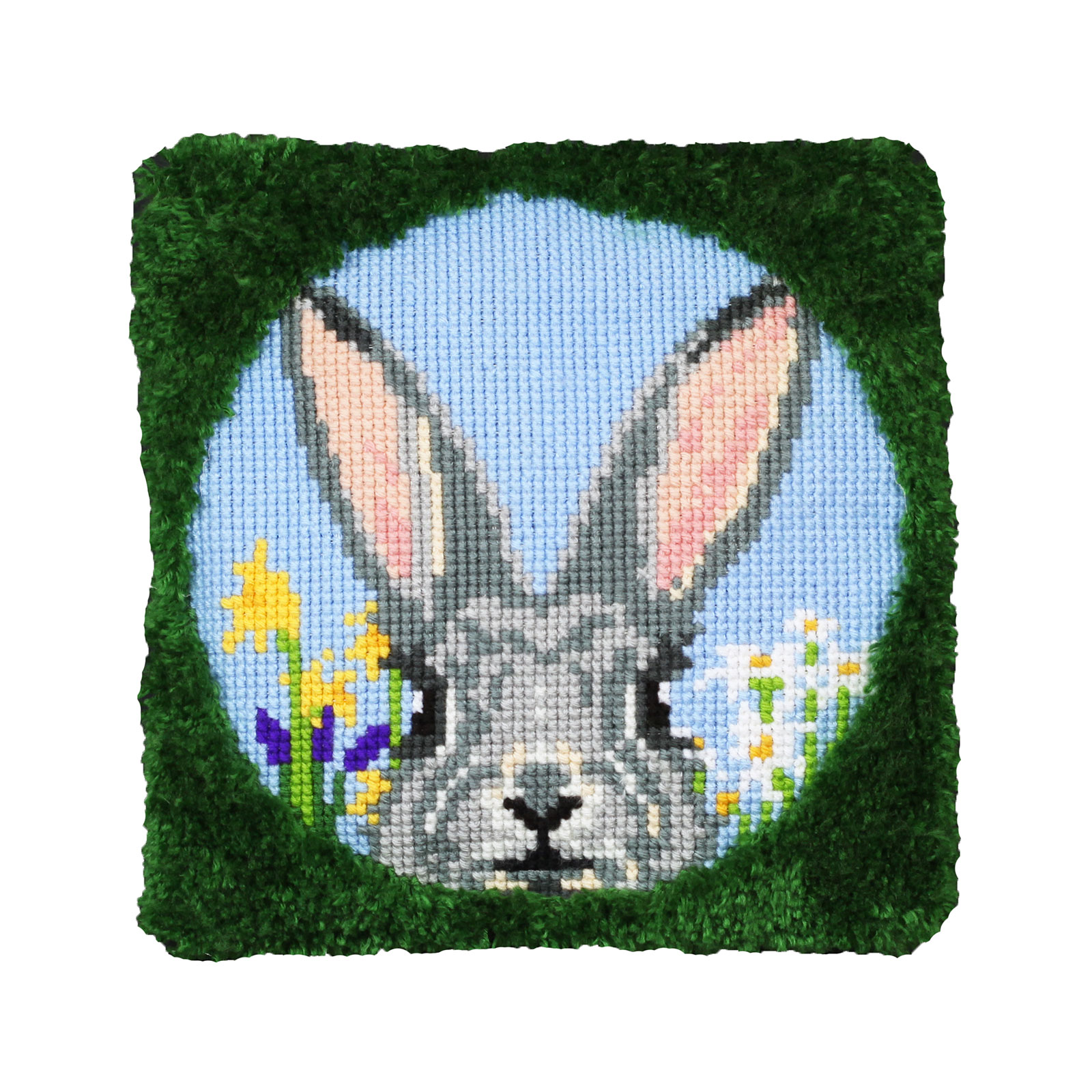 Pako 012.005 Voorbedrukt knoop / kruissteek kussenpakket Konijn 40 x 40 cm - PAKKET