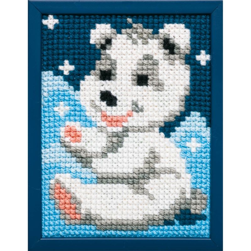 Pako 027.025 Voorbedrukt kinder kruissteek borduurpakket Ijsbeertje 18 x 24 cm - STUK