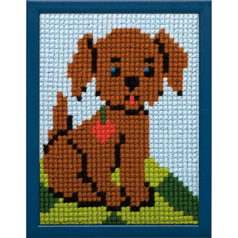 Pako 027.027 Voorbedrukt kinder kruissteek borduurpakket Hond 18 x 24 cm - STUK