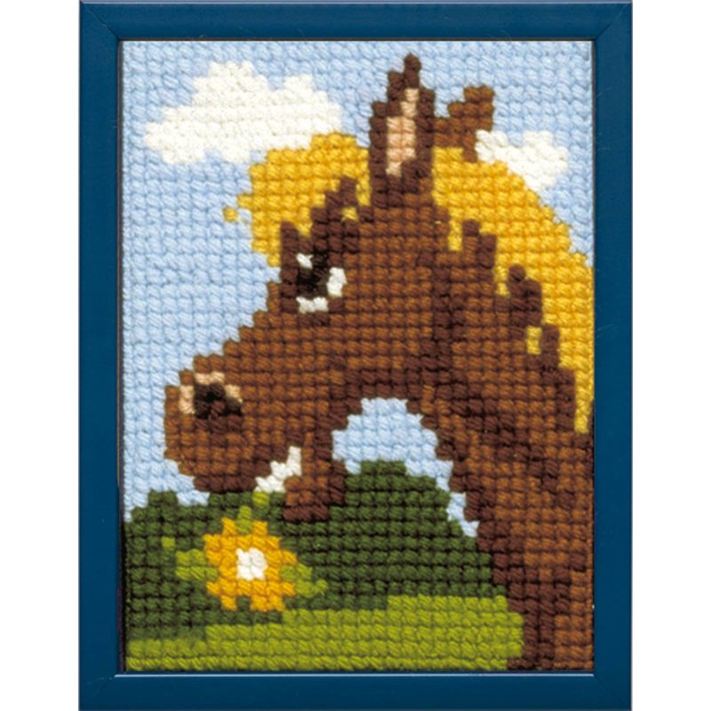 Pako 027.030 Voorbedrukt kinder kruissteek borduurpakket Paard 18 x 24 cm - STUK