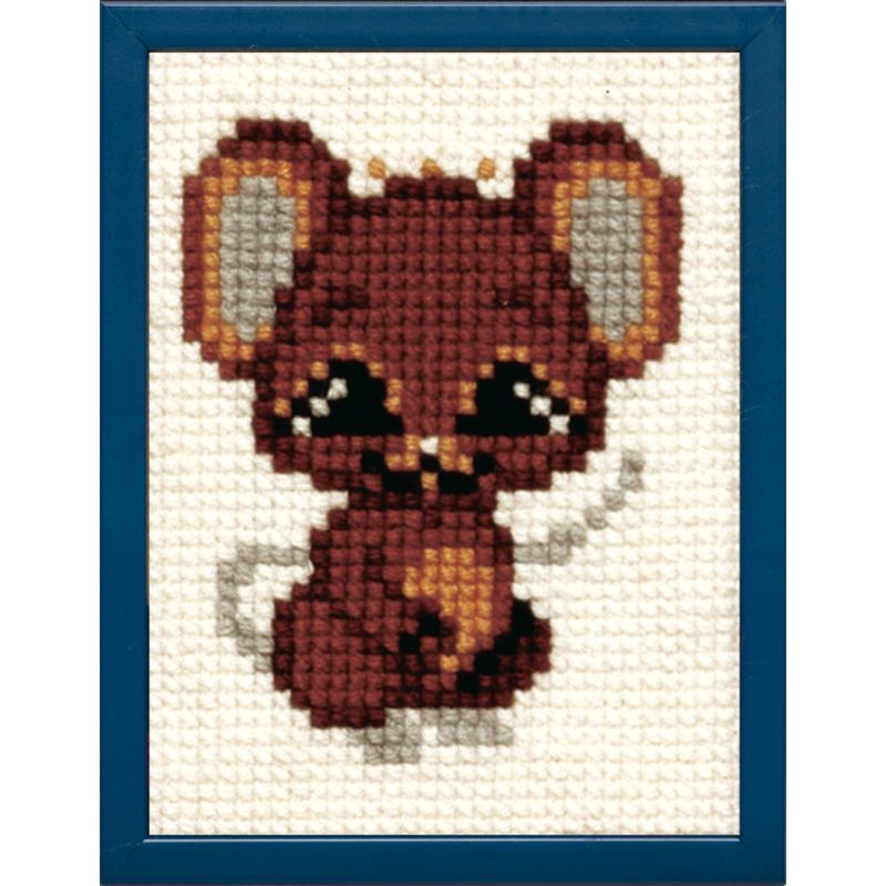 Pako 027.033 Voorbedrukt kinder kruissteek borduurpakket Muisje 18 x 24 cm - STUK