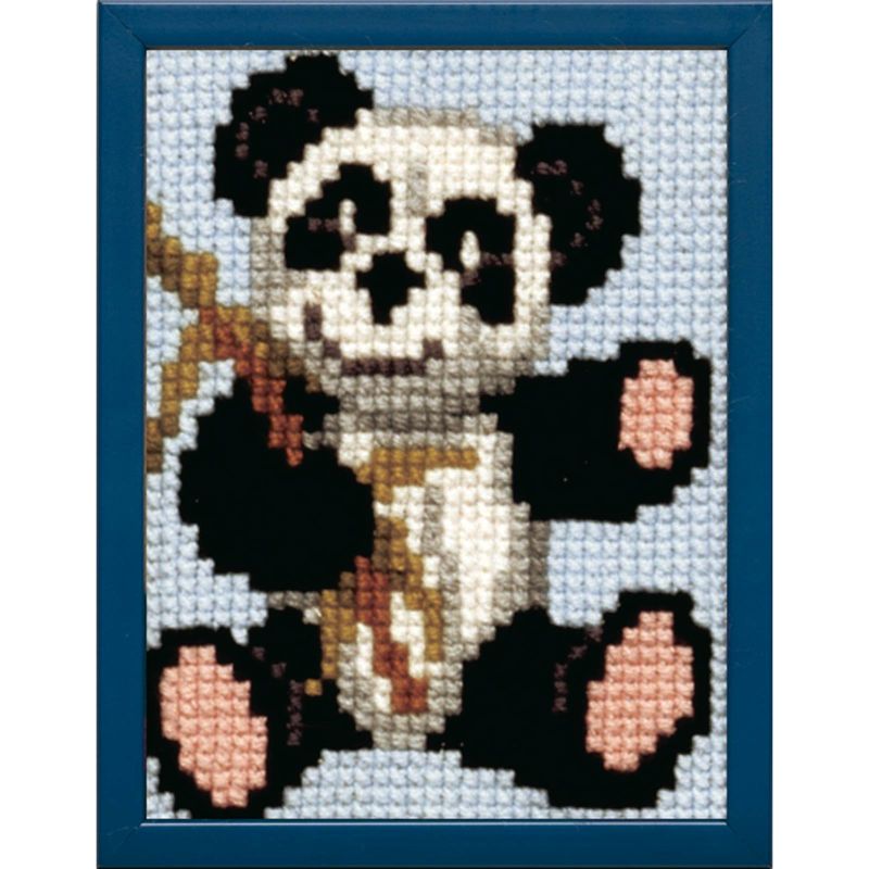 Pako 027.034 Voorbedrukt kinder kruissteek borduurpakket Panda 18 x 24 cm - STUK